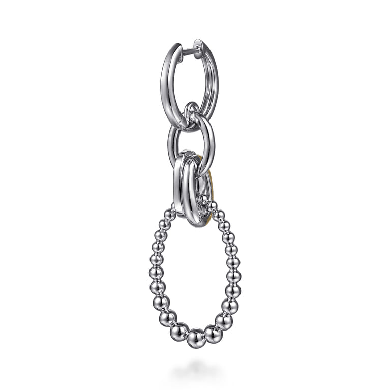 925 Sterling Silver and 14K Yellow Gold Bujukan White Sapphire Link Drop Earrings - Shot 3