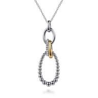 925 Sterling Silver and 14K Yellow Gold Bujukan White Sapphire Link Pendant Necklace