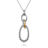 925 Sterling Silver and 14K Yellow Gold Bujukan White Sapphire Link Pendant Necklace
