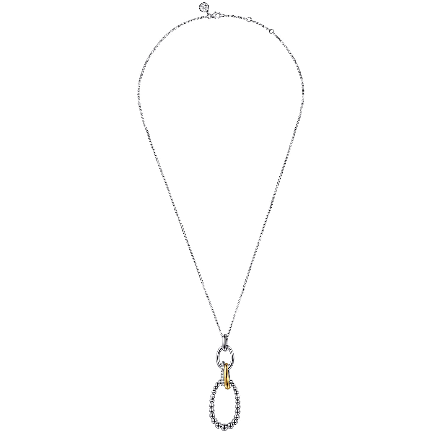925 Sterling Silver and 14K Yellow Gold Bujukan White Sapphire Link Pendant Necklace