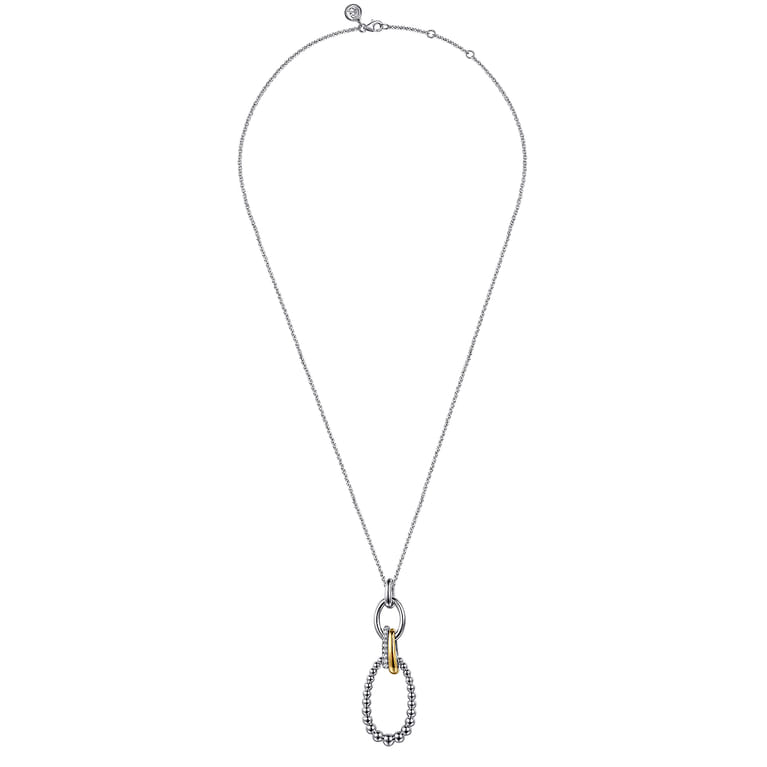 925 Sterling Silver and 14K Yellow Gold Bujukan White Sapphire Link Pendant Necklace - Shot 2