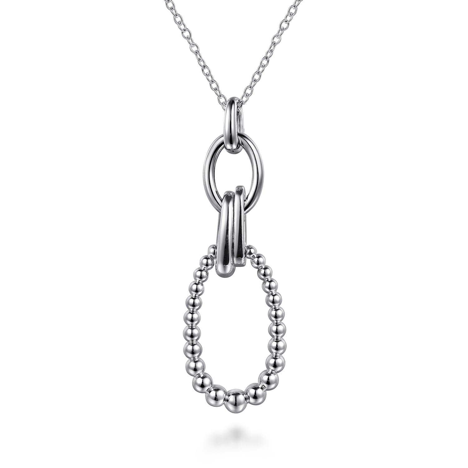 925 Sterling Silver and 14K Yellow Gold Bujukan White Sapphire Link Pendant Necklace - Shot 5