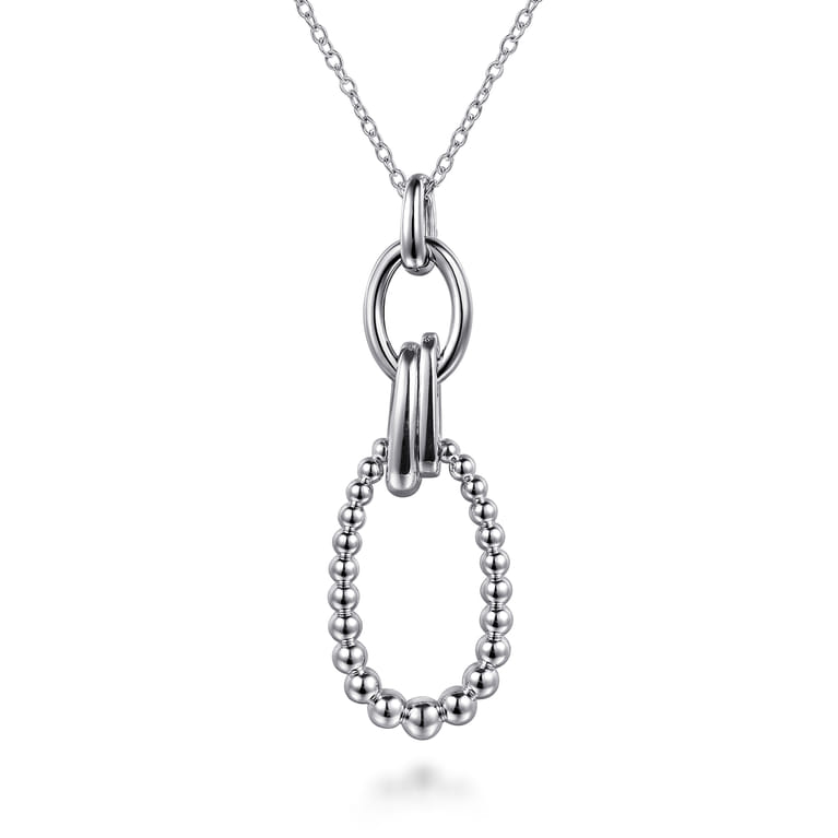 925 Sterling Silver and 14K Yellow Gold Bujukan White Sapphire Link Pendant Necklace - Shot 5