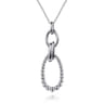 925 Sterling Silver and 14K Yellow Gold Bujukan White Sapphire Link Pendant Necklace
