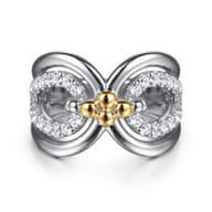 925 Sterling Silver and 14K Yellow Gold Bujukan White Sapphire Link Ring