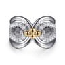 925 Sterling Silver and 14K Yellow Gold Bujukan White Sapphire Link Ring