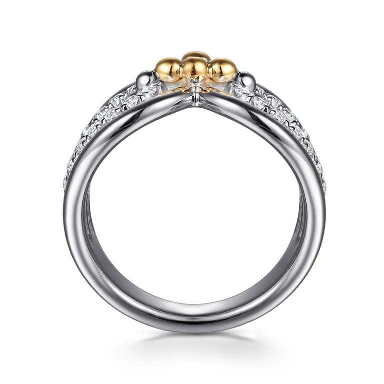 925 Sterling Silver and 14K Yellow Gold Bujukan White Sapphire Link Ring - Shot 2