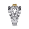 925 Sterling Silver and 14K Yellow Gold Bujukan White Sapphire Link Ring