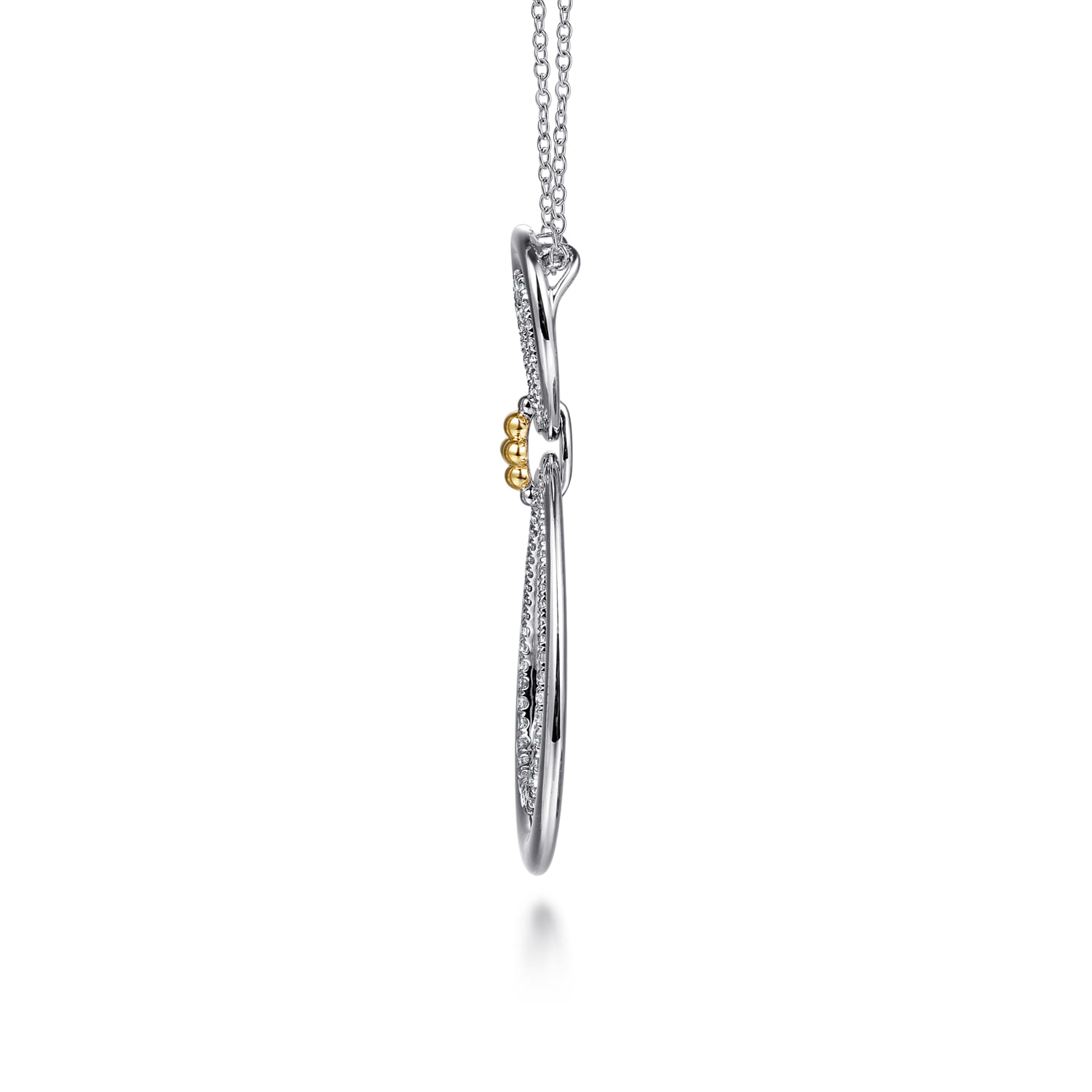 925 Sterling Silver and 14K Yellow Gold Bujukan White Sapphire Teardrop Necklace - Shot 5