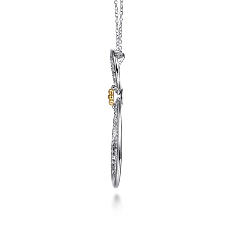 925 Sterling Silver and 14K Yellow Gold Bujukan White Sapphire Teardrop Necklace - Shot 5