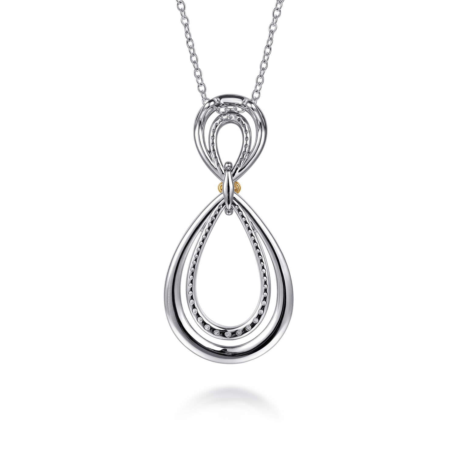 925 Sterling Silver and 14K Yellow Gold Bujukan White Sapphire Teardrop Necklace - Shot 6