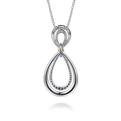 925 Sterling Silver and 14K Yellow Gold Bujukan White Sapphire Teardrop Necklace