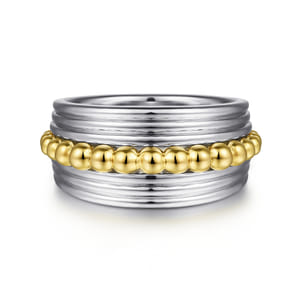 925 Sterling Silver and 14K Yellow Gold Bujukan Wide Band Ring
