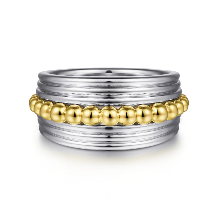 925 Sterling Silver and 14K Yellow Gold Bujukan Wide Band Ring - Shot 1