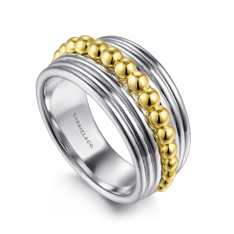 925 Sterling Silver and 14K Yellow Gold Bujukan Wide Band Ring - Shot 3