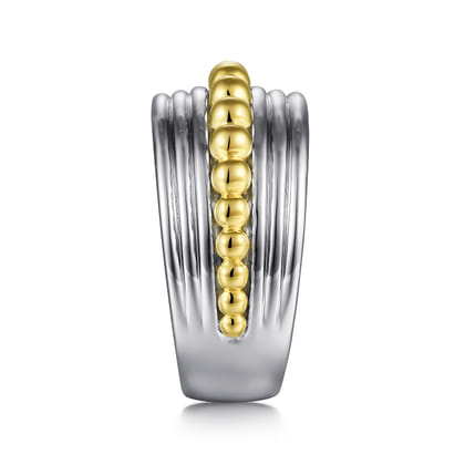 925 Sterling Silver and 14K Yellow Gold Bujukan Wide Band Ring