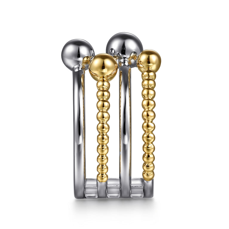 925 Sterling Silver and 14K Yellow Gold Bujukan Wide Band Ring - Shot 4