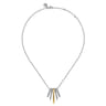 925 Sterling Silver and 14K Yellow Gold Bujukan and White Sapphire Multiple Row Pendant Necklace