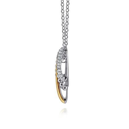 925 Sterling Silver and 14K Yellow Gold Bujukan and White Sapphire Multiple Row Pendant Necklace