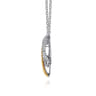 925 Sterling Silver and 14K Yellow Gold Bujukan and White Sapphire Multiple Row Pendant Necklace