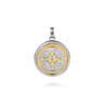 925 Sterling Silver and 14K Yellow Gold Compass Pendant with White Sapphire