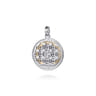 925 Sterling Silver and 14K Yellow Gold Compass Pendant with White Sapphire