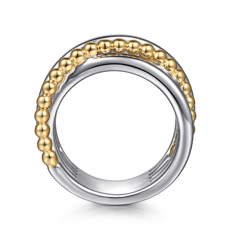 925 Sterling Silver and 14K Yellow Gold Criss-Cross Ring - Shot 2