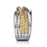 925 Sterling Silver and 14K Yellow Gold Criss-Cross Ring