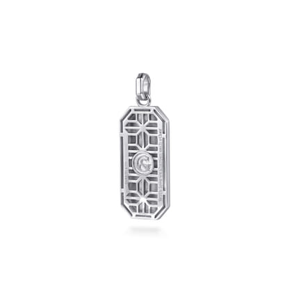 925 Sterling Silver and 14K Yellow Gold Dog Tag Pendant With Dagger