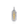 925 Sterling Silver and 14K Yellow Gold Dog Tag Pendant with Dagger