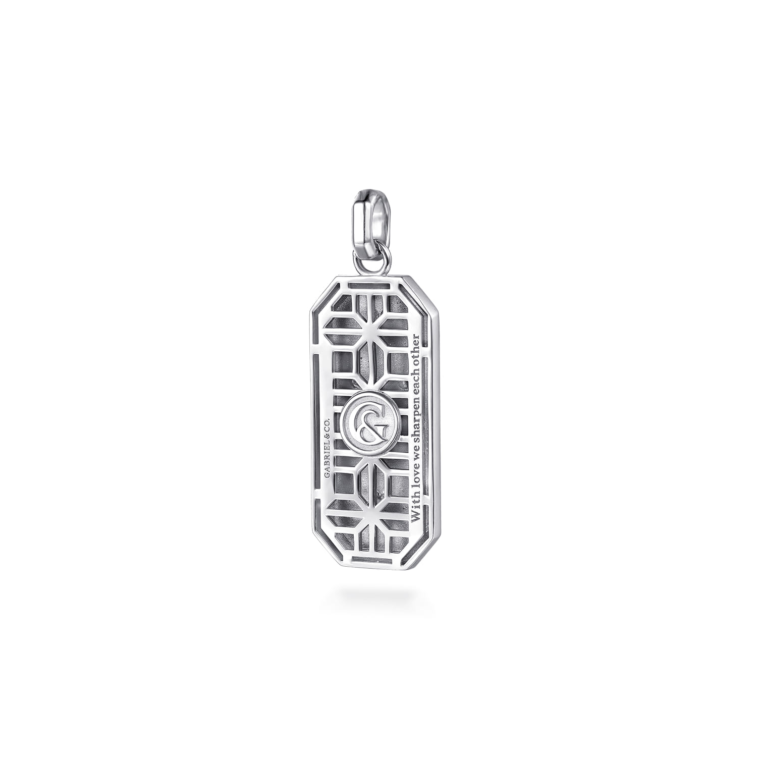 925 Sterling Silver and 14K Yellow Gold Dog Tag Pendant with Dagger - Shot 2