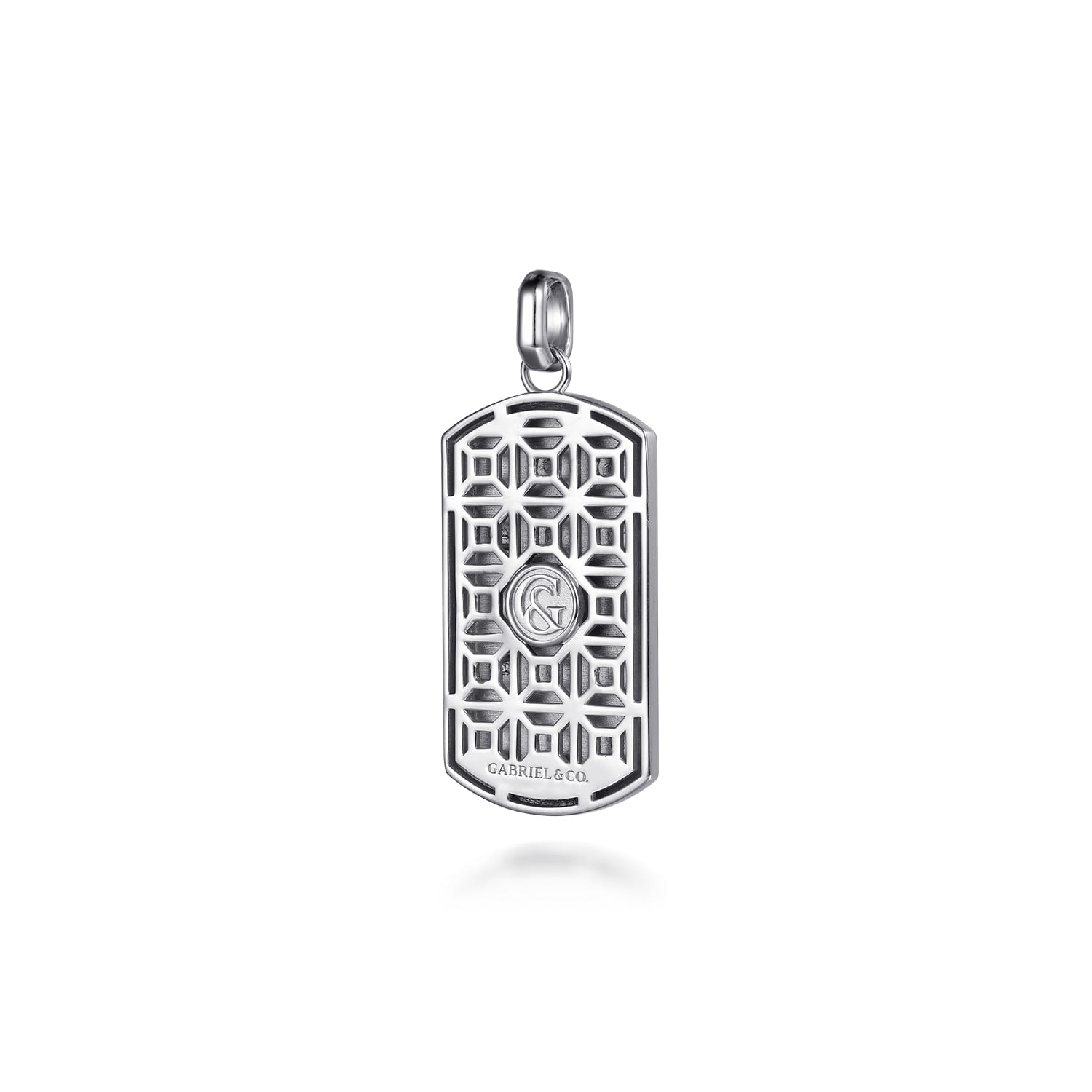 925 Sterling Silver and 14K Yellow Gold Dog Tag Pendant with Skull - Shot 2