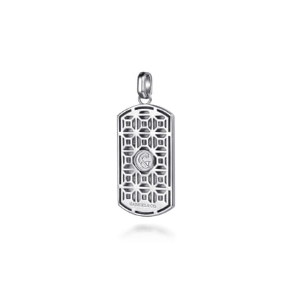 925 Sterling Silver and 14K Yellow Gold Dog Tag Pendant with Skull