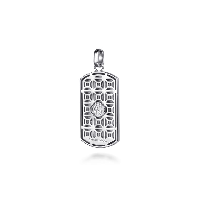 925 Sterling Silver and 14K Yellow Gold Dog Tag Pendant with Skull - Shot 2