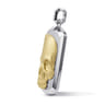 925 Sterling Silver and 14K Yellow Gold Dog Tag Pendant with Skull