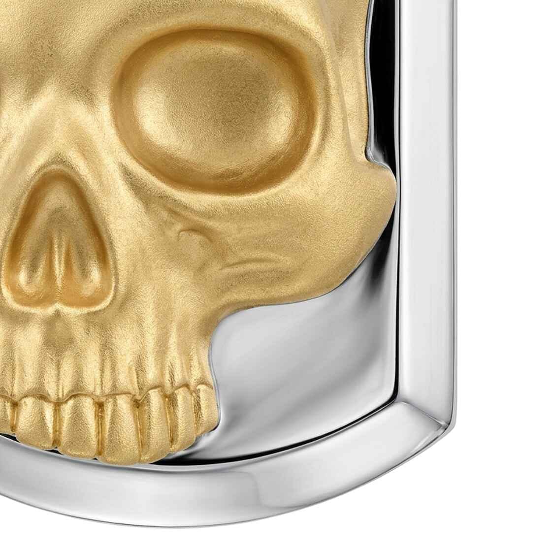 925 Sterling Silver and 14K Yellow Gold Dog Tag Pendant with Skull - Shot 6
