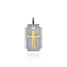925 Sterling Silver and 14K Yellow Gold Dog Tag With Cross Pendant