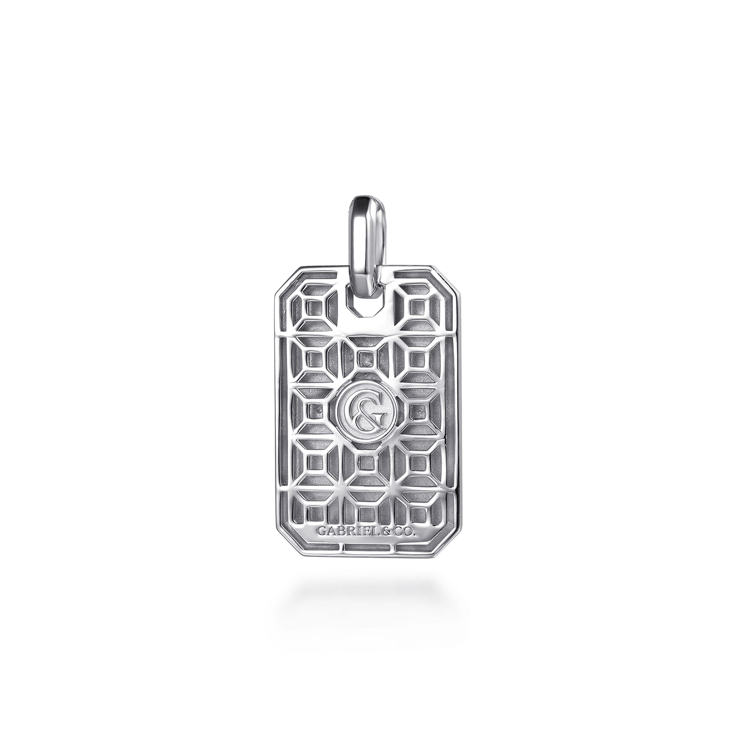 925 Sterling Silver and 14K Yellow Gold Dog Tag With Cross Pendant - Shot 2