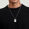 925 Sterling Silver and 14K Yellow Gold Dog Tag With Cross Pendant