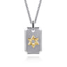925 Sterling Silver and 14K Yellow Gold Dog Tag With Star of David Pendant