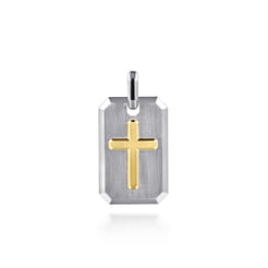 925-Sterling-Silver-and-14K-Yellow-Gold-Dog-Tag-with-Cross-Pendant1