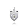 925 Sterling Silver and 14K Yellow Gold Fleur De Lis Dog Tag Pendant