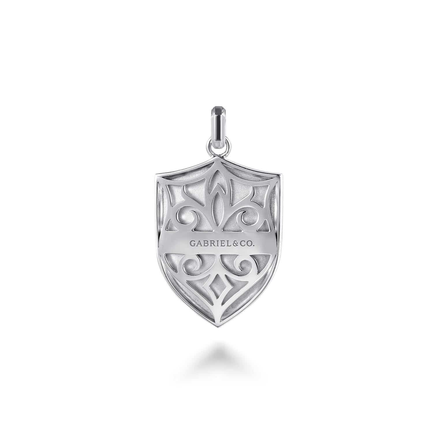 925 Sterling Silver and 14K Yellow Gold Fleur De Lis Dog Tag Pendant - Shot 2