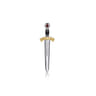 925 Sterling Silver and 14K Yellow Gold Garnet Dagger Mens Pin With Black Enamel