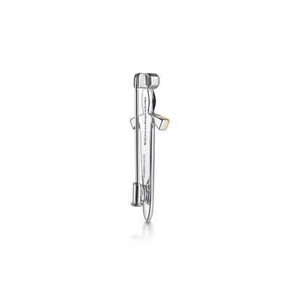 925 Sterling Silver and 14K Yellow Gold Garnet Dagger Mens Pin with Black Enamel
