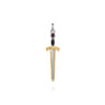 925 Sterling Silver and 14K Yellow Gold Garnet Dagger Pendant With Enamel