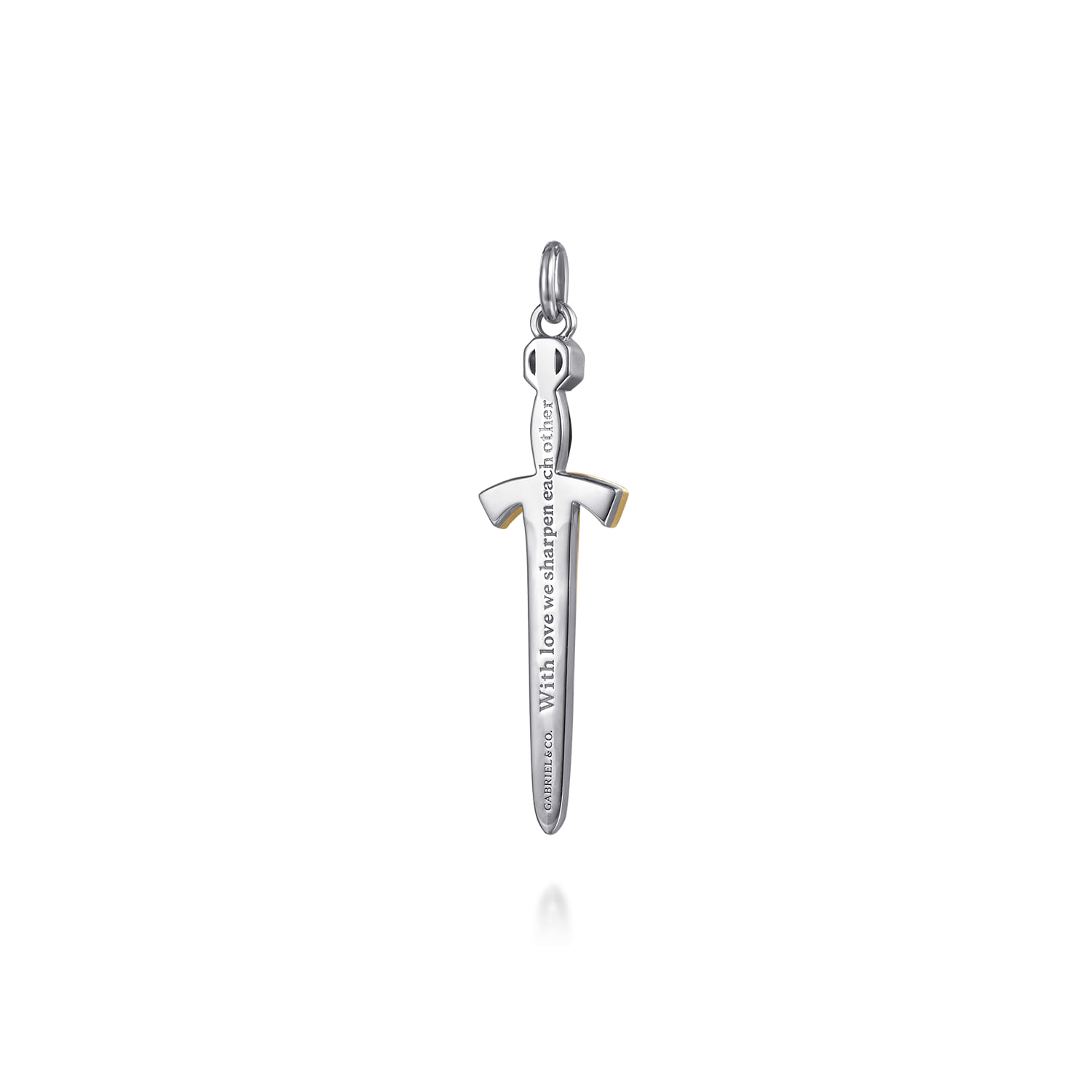925 Sterling Silver and 14K Yellow Gold Garnet Dagger Pendant With Enamel - Shot 2