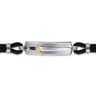 925 Sterling Silver and 14K Yellow Gold Garnet Leather with Dagger ID Bracelet