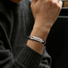 925 Sterling Silver and 14K Yellow Gold Garnet Leather with Dagger ID Bracelet