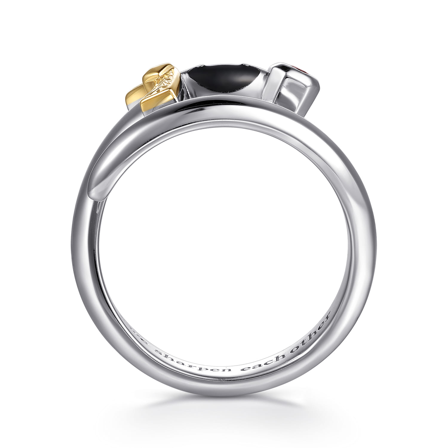 925 Sterling Silver and 14K Yellow Gold Garnet and Enamel Dagger Wrap Ring - Shot 2